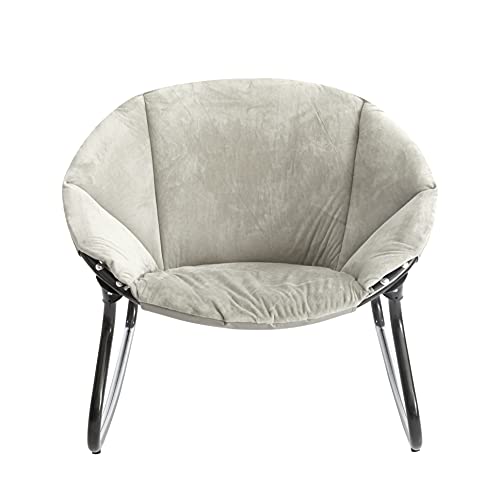 Urban Shop Micromink Rocking Saucer Chair, Grey 36.42D X 33.07W X 4.33H Inch #TOP1