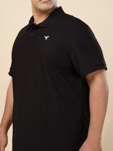Image of TECHNOSPORT Men's Solid Slim Fit Polo Collar T-Shirt MATPIQ Half Sleeve Button Polyester for Gym Golf Casual Anti Odour UPF50+