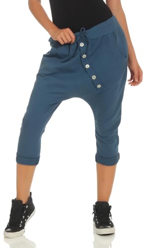 Malito Court Boyfriend Pantalon avec Bouton Bar 8015 Femme Taille Unique (Bleu de Jean)