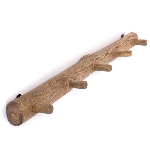 DESIGN DELIGHTS Appendiabiti da Parete Lyra | 80x6 cm (LxH), Teak | Appendiabiti rustici, Appendiabiti, Barra Ganci in Legno, Binario per Abiti Natura, Gancio per Cappotto