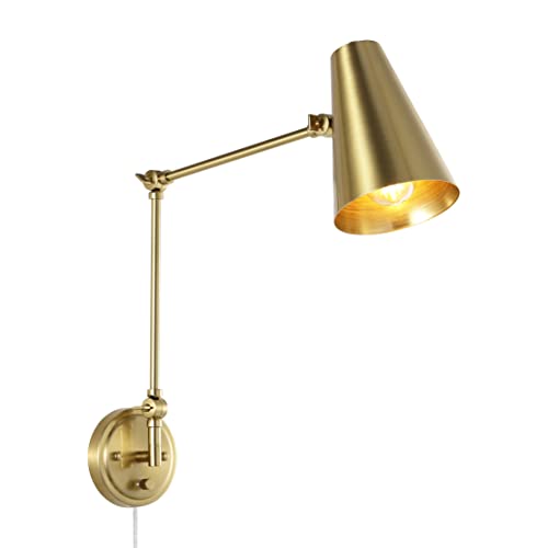 WINGBO Industrial 1-Light Swing Arm Wall Lamp, Adjustable Head Metal
