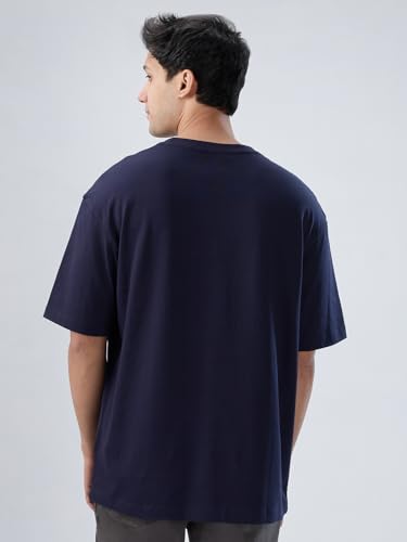 Image of Spykar Men's Oversized Round Neck Half Sleeve Solid Casual T-Shirt