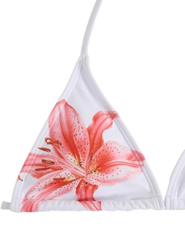 Image of RoseSeek Girl's Tie Dye Smocked 2 Piece Swimwear Sets Backless Halter Bikini Cute Brief Bathing Suit