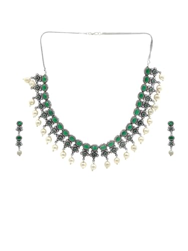 Juego de joyas Urmi de plata y verde para regalar en aniversarios