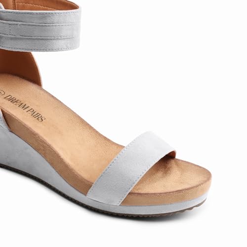 Image of DREAM PAIRS Women's Open Toe Buckle Ankle Strap Platform Wedge Sandals Summer Shoes.