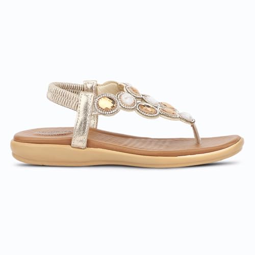 Image of Medifeet Women's Sparkling Stone-Studded Comfort Sandals | Soft Cushioned Midsole & Elastic Back Strap Fit