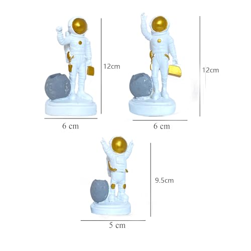 Image of Xtore 3 pcs Astronaut Statues for Home Decor (Pack of 3, White & Golden)
