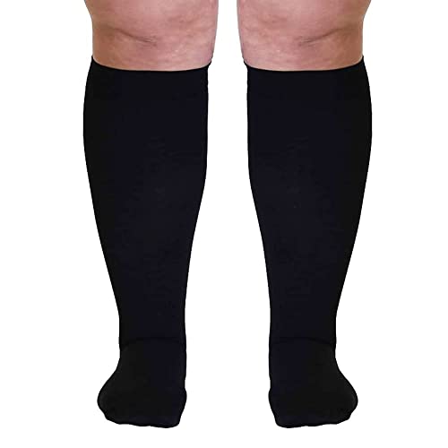FONCBIEN Plus Size Compression Socks Wide Calf, 20-30 mmHg Graduated Compression Sock for Men Women Breathable Flight Socks for Varicose Veins, Cycling, Running, Travel, Pregnancy (5XL)