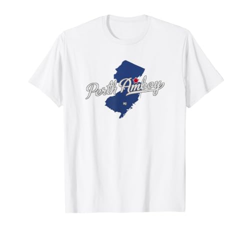 Perth Amboy New Jersey NJ Map T-Shirt, Men, White, XX-Large