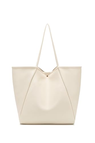 Image of Dreubea Large Leather Tote Bag for Women - Big Work Bag, Spacious Minimalist Handbag, Tote Handbag for Office