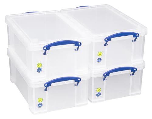 Really Useful Box 9L Plastic Storage Box, Pack of 4