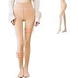 [Favoreal] 透け感タイツ レディース フェイクタイツ 裏起毛 着圧 ストッキング 伸縮性 秋冬防寒タイツ 一体式 厚手ストキング風 吸汗 肌色(10℃~25℃に適用)