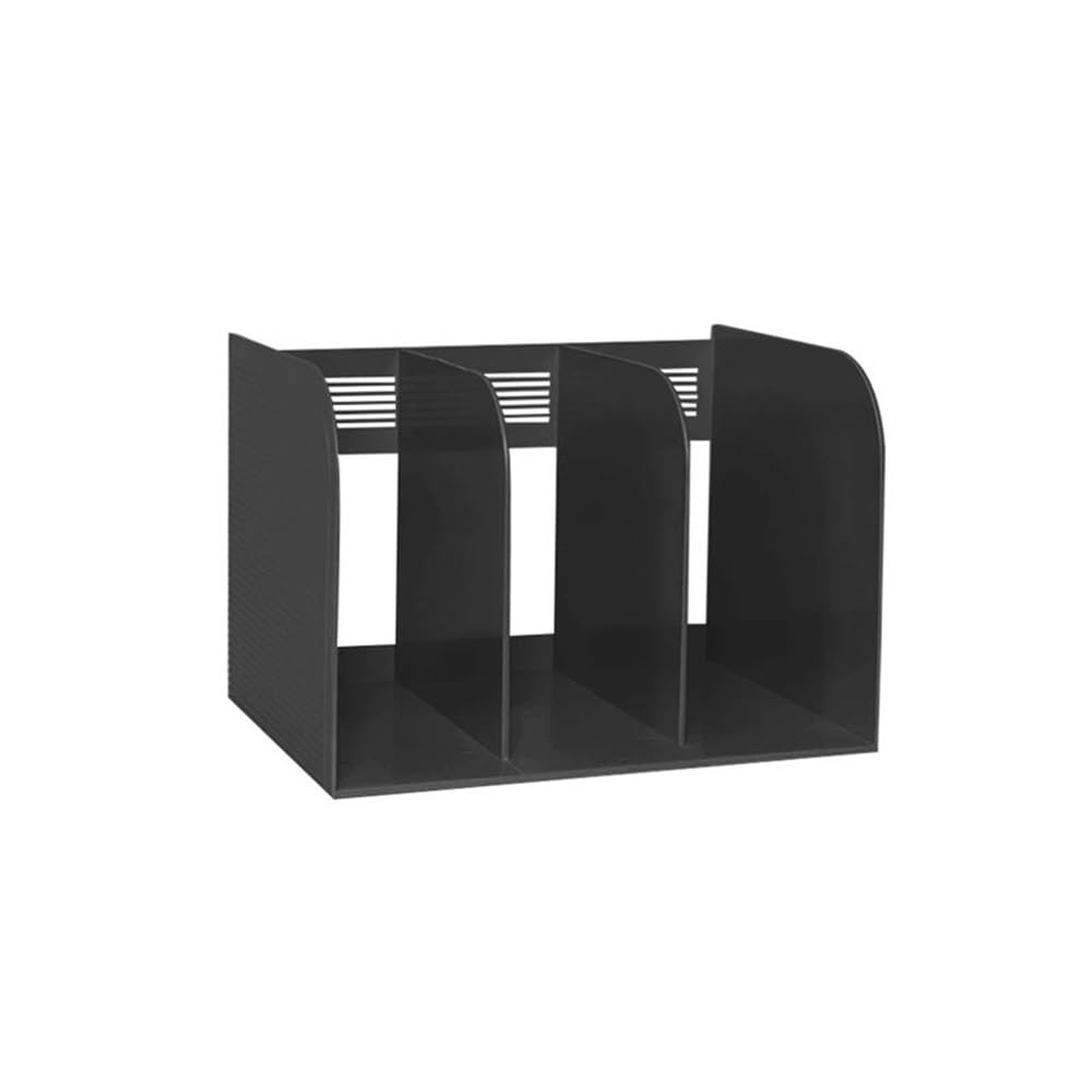 J9V4G6S3B5 Desktop File Rack File Magazine Folder Holder 3 Compartment Documents Organizer Files Cabinet Shelf(Black)
