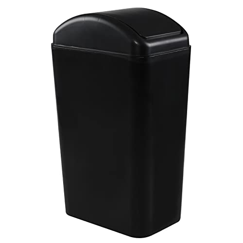 Caneca plástica pequeña 14 L con tapa basculante negra