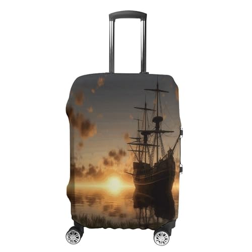 Housse de valise polyester élastique lavable motif coucher de soleil grand bagage blanc