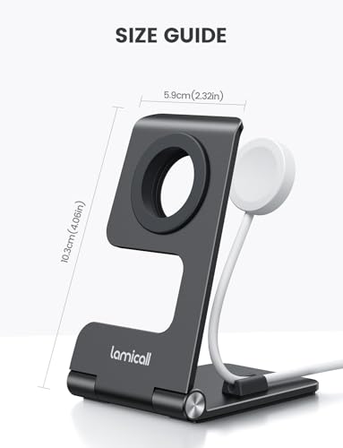 Lamicall Podstawka Ładująca do Apple Watch - [Przenośna i Aluminiowa Ultratenka] Uchwyt Ładujący iWatch, Stacja Ładująca dla Apple Watch Series 11/10/9/8/7, SE3, Ultra 3/2 49mm/46mm/45mm/42mm/40mm