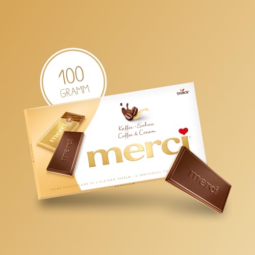 merci Tafelschokolade Kaffee-Sahne – 1 x 100 g – Feinste Täfelchen aus Edel-Kaffee-Sahneschokolade auf weißer Schokolade