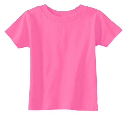 RABBIT SKINS Infant Comfort Ribbed Crewneck Jersey T-Shirt, Raspberry, 12 Months