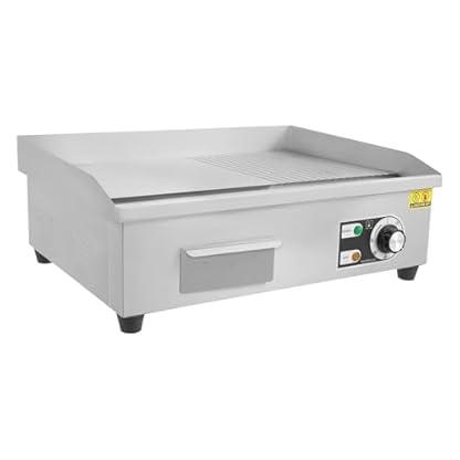 LUNICASHA Elektrisch Tischgrill Edelstahl, Kommerziell Elektrogrill 3000W, Elektrische Grillplatte 50-300 °C, Profi Elektrische Grillplatte, Links-Flach und Rechts-Konkav, 55x30cm – Bild 4