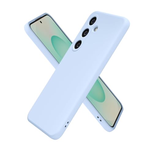 oakxco for Samsung Galaxy S25 Plus Case Silicone, Ultra Slim Thin Phone Case for Women Girls, Plain Solid Color Minimalist Aesthetic Cute Girly Design, Soft Rubber Gel with Camera Cover, Light Blue