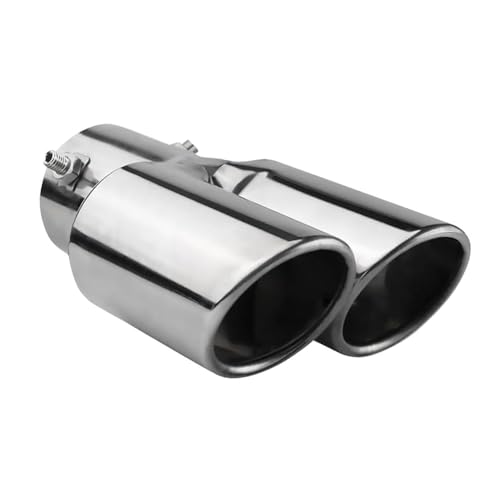 tpnidaii 車外用品 ストレート式 マフラーカッター 2本出し 排気管 エキゾーストチップ マフラー パイプ テールパイプ径38-53mm適応 口径2.5インチ 斜めカット 外装 パーツ ドレスアップ カスタム ステンレス製 (シルバー)