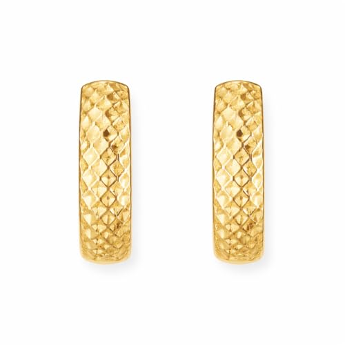 SHOP WGS Italian 14K Solid Gold Huggie Hoop Earrings for Men & Women - Real 14K Yellow Gold Hoop Earrings for Women Jewelry Anniversary Birthday Gifts for her (3mm)