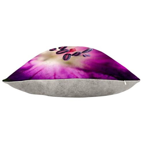 Coussin similicuir blanc 40x40 cm fleur violette avec housse - 6