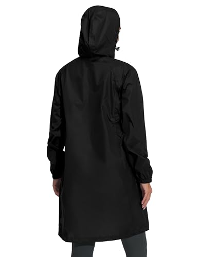 Mapamyumco Women's Ultra-Light Packable Waterproof Long Rain Jacket, Hooded Raincoat with Zipper Pockets2
