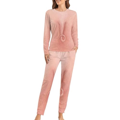 Pyjama femme ensemble pantalon et T-shirt manches longues anti-froid
