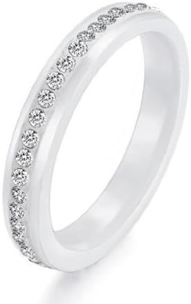 Beauty Jewelry Shop Jewelry Elegant White Ceramic Women's Rings Inlaid Shiny CZ Crystal Rhinestones Personalized Finger Band New Design