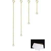 VANBARIS Necklace Extenders Gold Necklace Extender 14K 925 Sterling Silver Bracelet Chain Anklet Jewelry Extension for Necklace, 4 Piece Set (1, 2, 3, 4 Inches)