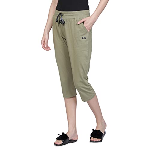 Image of Club A9 Womens Regular Fit Solid Cotton Capri Pants for Daily Casual Wear