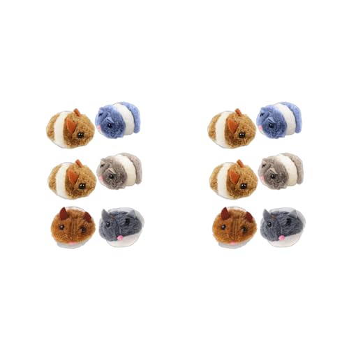 Rulbelok Pull String Vibrating Movable Interactive Toy Plush Mice for Cats