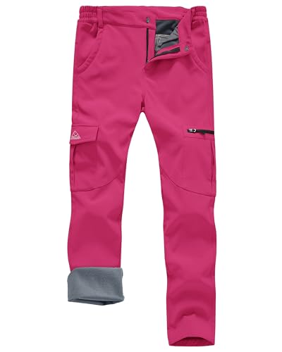 Image of Rdruko Womens Fleece Lined Cargo Trousers with 6 Pockets, Rose Red S
