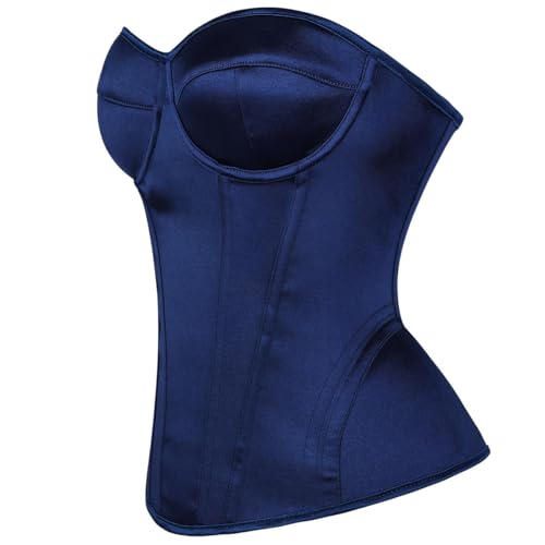 Image of Satin Corset Tops for Women Strapless Bustier Sweetheart Neckline Boned Bodice Bridal Lingerie Party Clubwear