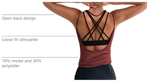 Image of OYANUS Womens Summer Workout Tops Backless Yoga Shirts Open Back Tank Tops