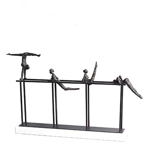 Sculpture de bureau Barreau parallèle Athlète Figure Statue Iron Crafts Sculpture Accessoires Accessoires Office Desktop Décoration Collection cadeau Figurines
