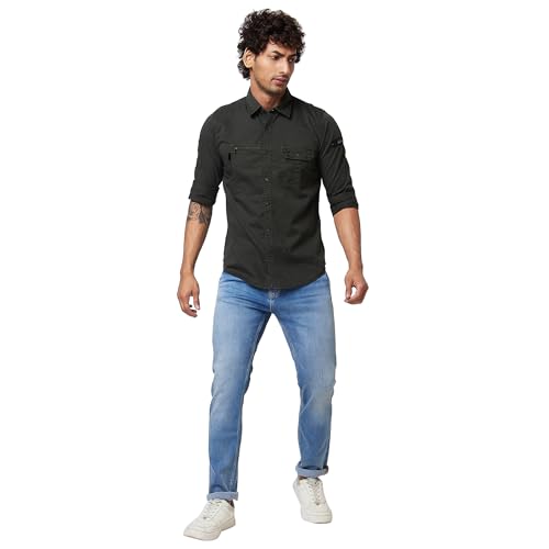 Image of Spykar Men's Regular Fit N /A Full Sleeve Solid Casual Shirts