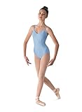 Ballett-Beinlinie Mirella Damen Tanztrikot, Prinzessinnennaht, V-Front, Hellblau, Größe M
