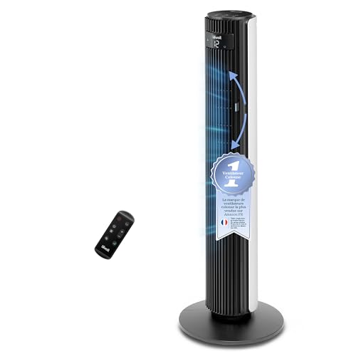 LEVOIT Ventilateur Colonne Silencieux 7.9m/s pour Grande Chambre, Télécommande,23W, 12 Vitesses de Vent, Oscillant à 90°, Ajusteur Haut et Bas 60° avec, Blanc