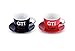 BRISA VW Collection - Volkswagen GTI Golf Voiture Set de 2 Tasses à expresso en porcelaine (New Bone China), Mugs de café et soucoupe dans Coffret cadeau pour la Cuisine/Cadeau/Souvenir (Rouge/Noir)