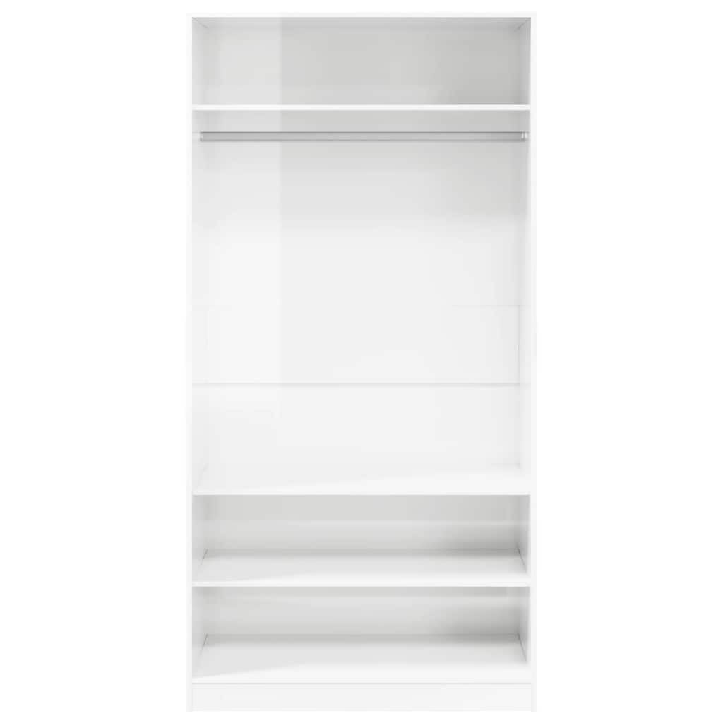 Armadio in legno bianco lucido, 100 x 50 x 200 cm, moderno armadio per camera da letto, pratico contenitore con ante