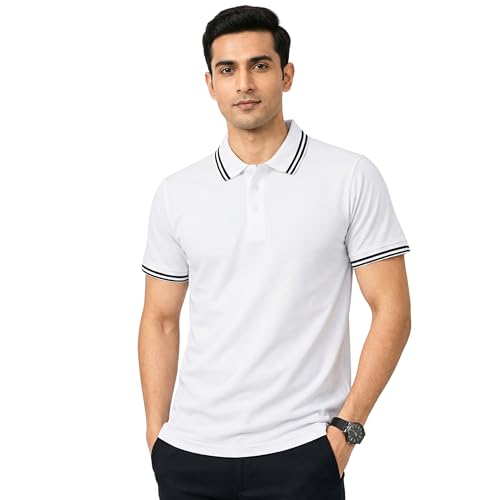 Image of Hangout Hub Hybrid Men's Polycotton Polo T-Shirt | Solid Finish | 260 GSM Premium Fabric | Half Sleeve Collared Neck | Regular Fit | Casual & Office Wear | Set of 1, 2 & 3