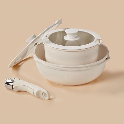 Removable Handle Pots and Pans Set Maifan Stone Nonstick Cookware Auxiliary Flat Bottom Frying Pan Saucepan Set of Pots and Pans