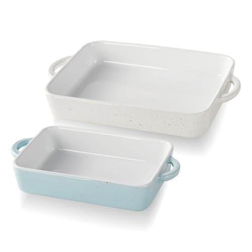 Family of chefs casserole dishes set for oven, 2Pcs rectangular baking dish, Durable Lasagna & cake for kitchen, Non-stick ceramics bakeware with handle, Microwave & Dishwasher safe. Family of chefs casserole dishes set for oven, 2Pcs rectangular baking dish, Durable Lasagna & cake for kitchen, Non-stick ceramics bakeware with handle, Microwave & Dishwasher safe.