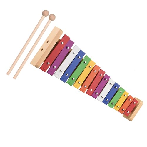 Glockenspiel 15 Note Glockenspiel Wooden Base Colored Aluminum Stick Percussion Instrument With 2 Mallets