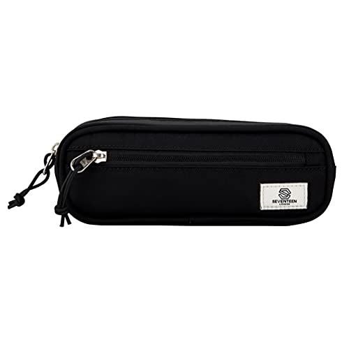 SEVENTEEN LONDON – Modern Urban Black 'Mitcham' Pencil Case in a Classic Slim Simple Design – Perfect for School