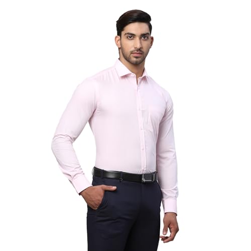Image of Park Avenue Men Slim Fit Solid Pattern Polycotton Blend Semi Cutaway Collar Full Sleeve Formal Shirt