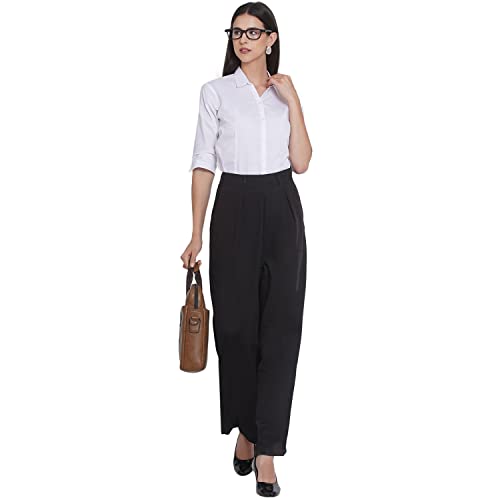Image of Polycotton Women 3 /4 Sleeve Stylish Solid Western Offical Formal Shirt Casual Regular Fit Shirt for Women