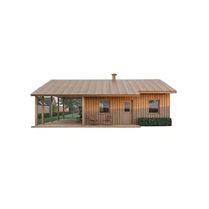 Generic 24×24 Tiny Home Cabin Building Plans – 2 Bedrooms, Living Room, Kitchen, Bath, Porch & Carport – Drawings